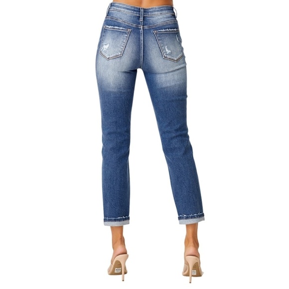 Mid-Rise Sequins Patched Jeans - Picture 5 of 6